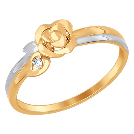 Кольцо, золото, фианит, 017273